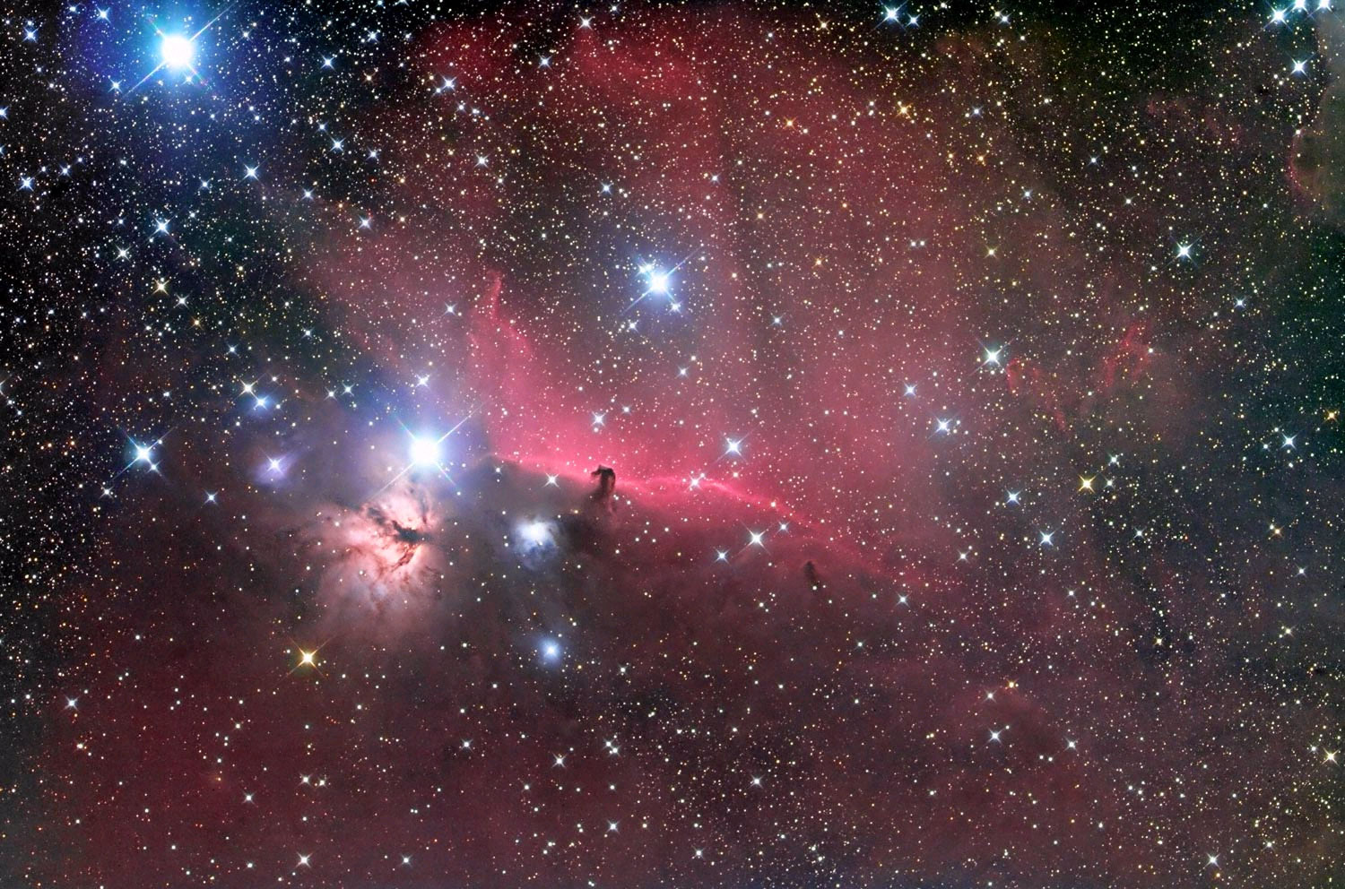 horsehead nebula ic434 and flame nebula ngc202, nebulosa testa di cavallo e nebulosa fiamma