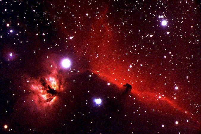 horsehead nebula ic434 and flame nebula ngc202, nebulosa testa di cavallo e nebulosa fiamma